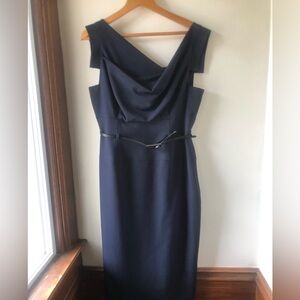 Black Halo Jackie O sheath belted pencil dress size 12